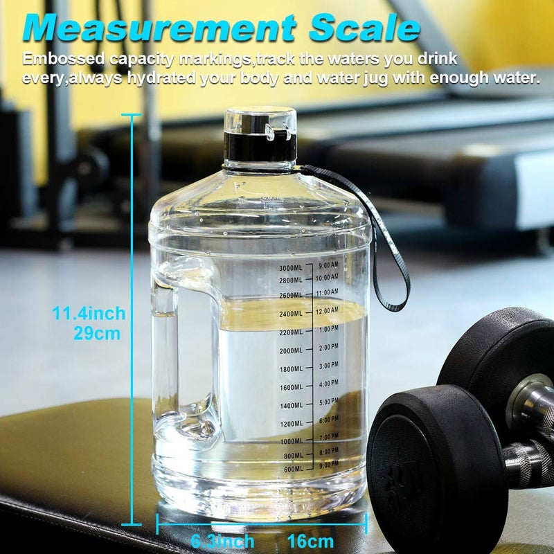 SLUXKE 1 Gallon Water Bottle Portable Water Jug Fitness Sports Daily Water Bottle with Motivational Time Marker,Leak-Proof, Wide Mouth, BPA Free Water Bottles for Sports Gym Fitness Work - Image 2